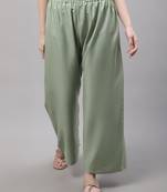 Pista Green Rayon flared Palazzo