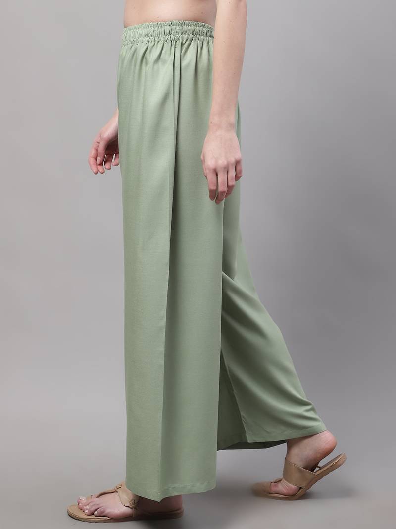 Pista Green Rayon flared Palazzo