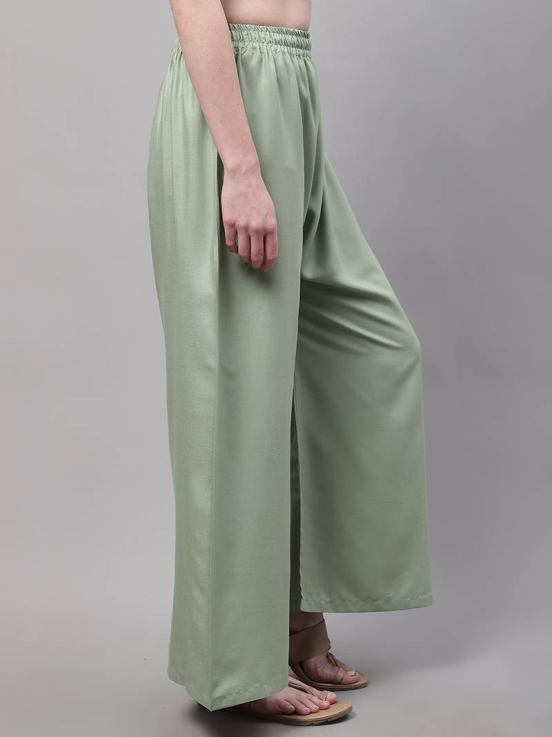 Pista Green Rayon flared Palazzo