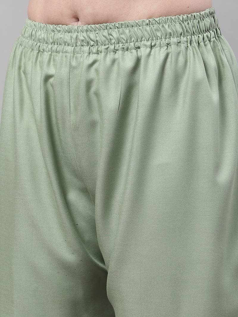 Pista Green Rayon flared Palazzo