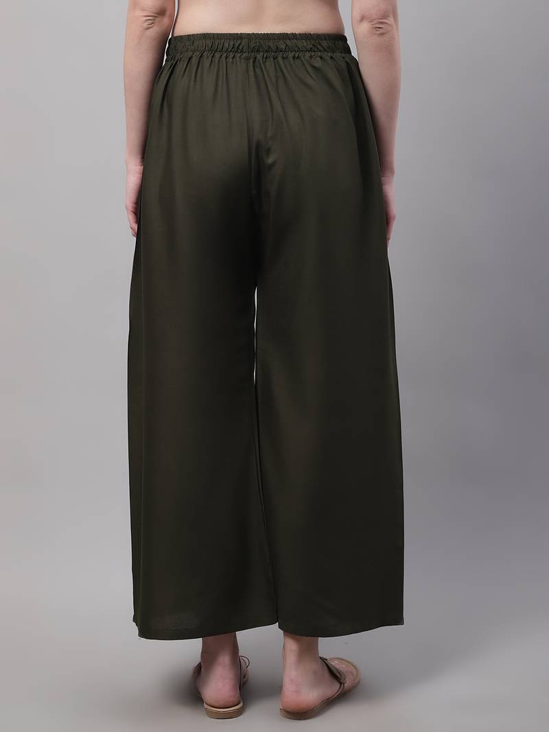 Olive Rayon flared Palazzo