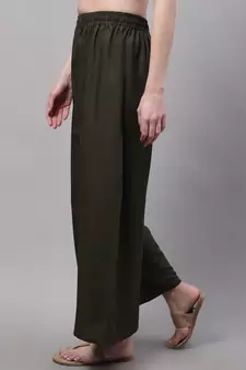 Olive Rayon flared Palazzo