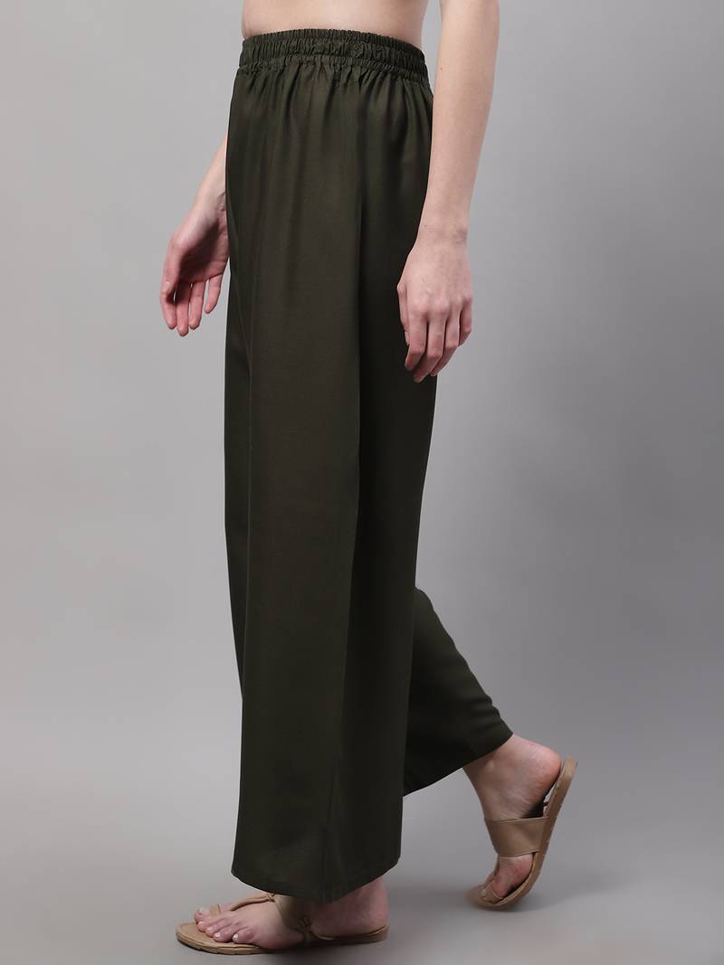 Olive Rayon flared Palazzo
