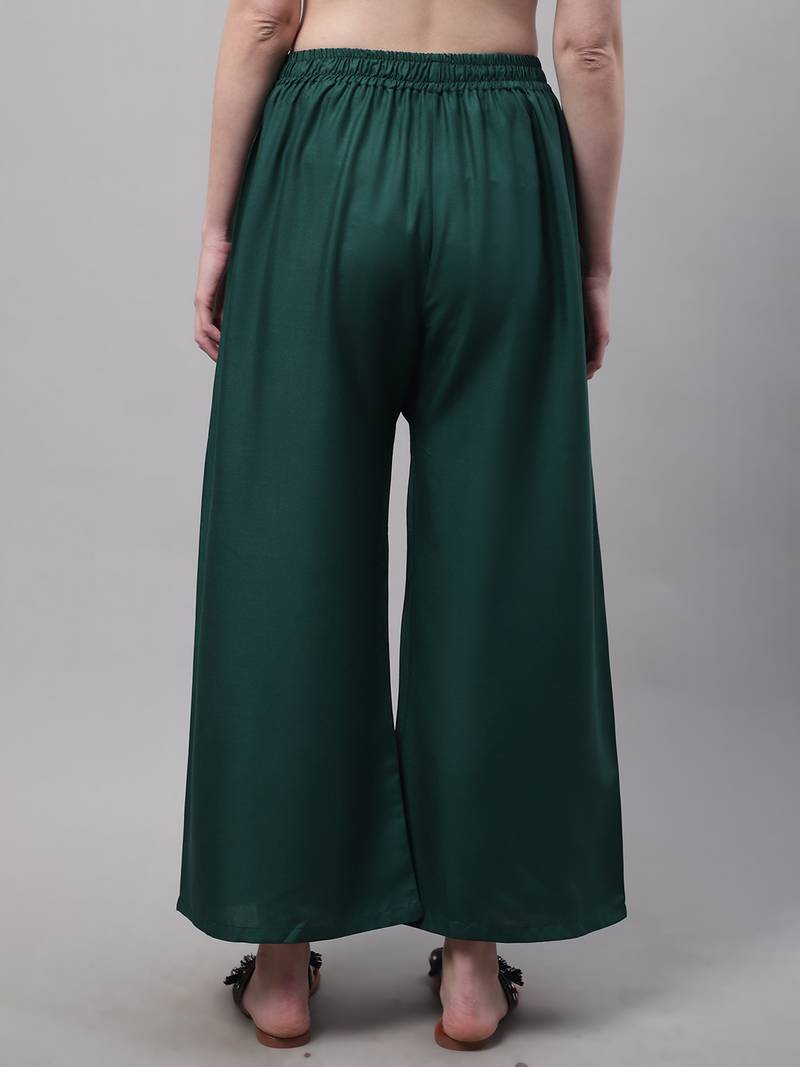 Dark Green Rayon flared Palazzo