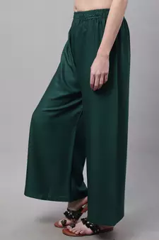 Dark Green Rayon flared Palazzo