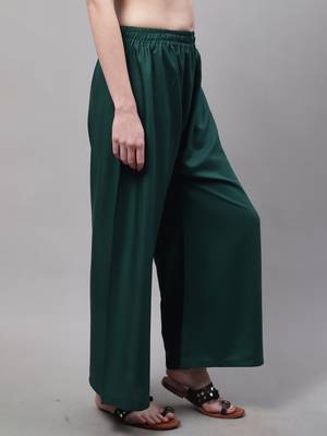 Dark Green Rayon flared Palazzo 4