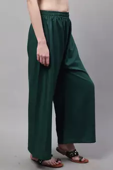 Dark Green Rayon flared Palazzo