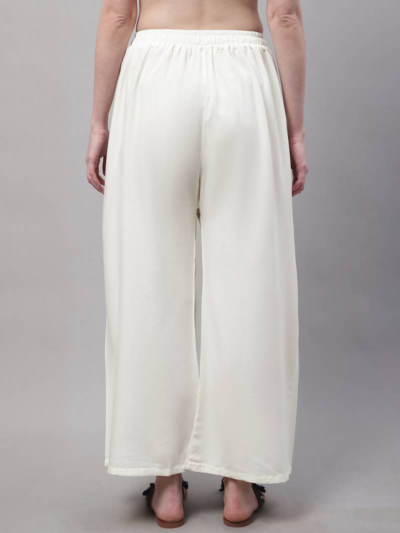 Cream Rayon flared Palazzo