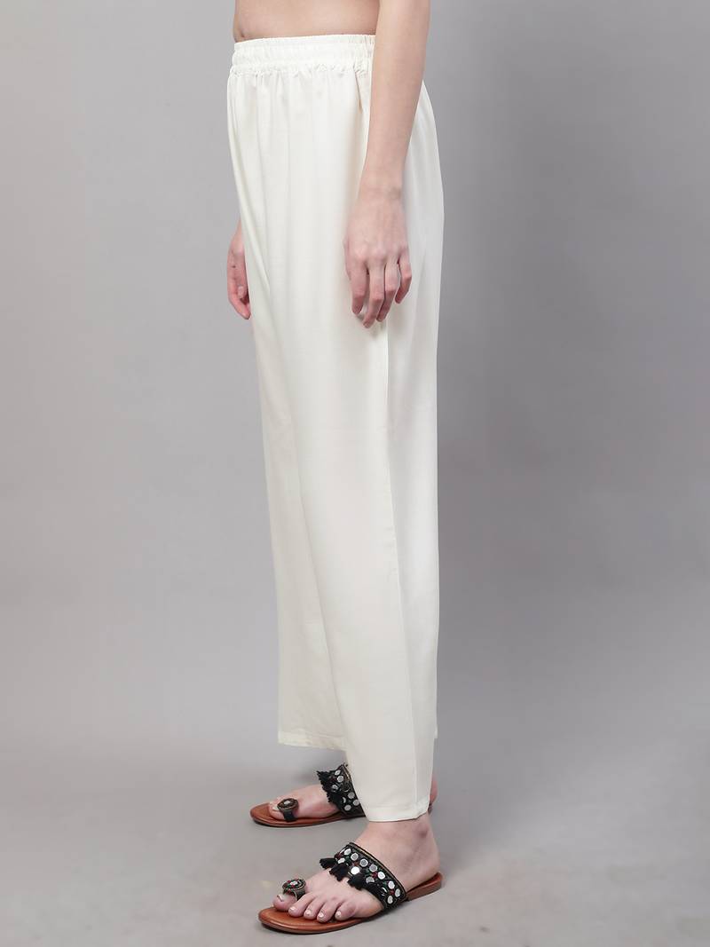 Cream Rayon flared Palazzo