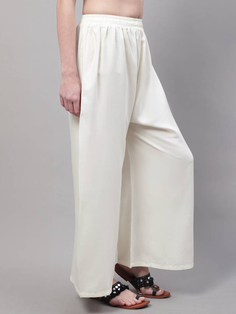 Cream Rayon flared Palazzo