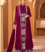 Plum resham embroidery georgette salwar