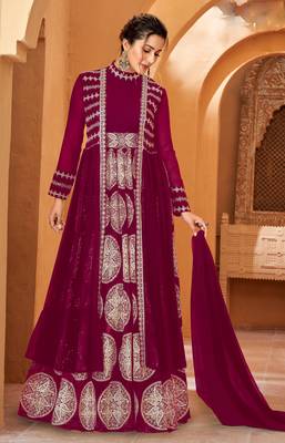 Plum resham embroidery georgette salwar 2
