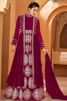 Plum resham embroidery georgette salwar