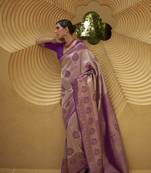 Purple Woven Nylon Saree With Blouse