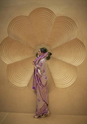 Purple Woven Nylon Saree With Blouse 2