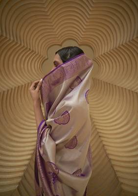 Purple Woven Nylon Saree With Blouse 3