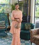 Pink woven pure silk saree with blouse