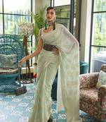 Light blue woven silk saree with blouse