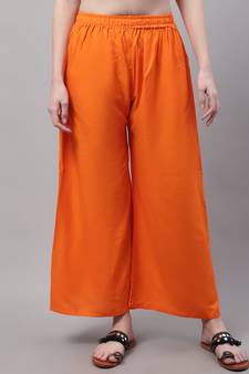 Orange Rayon flared Plus Palazzo