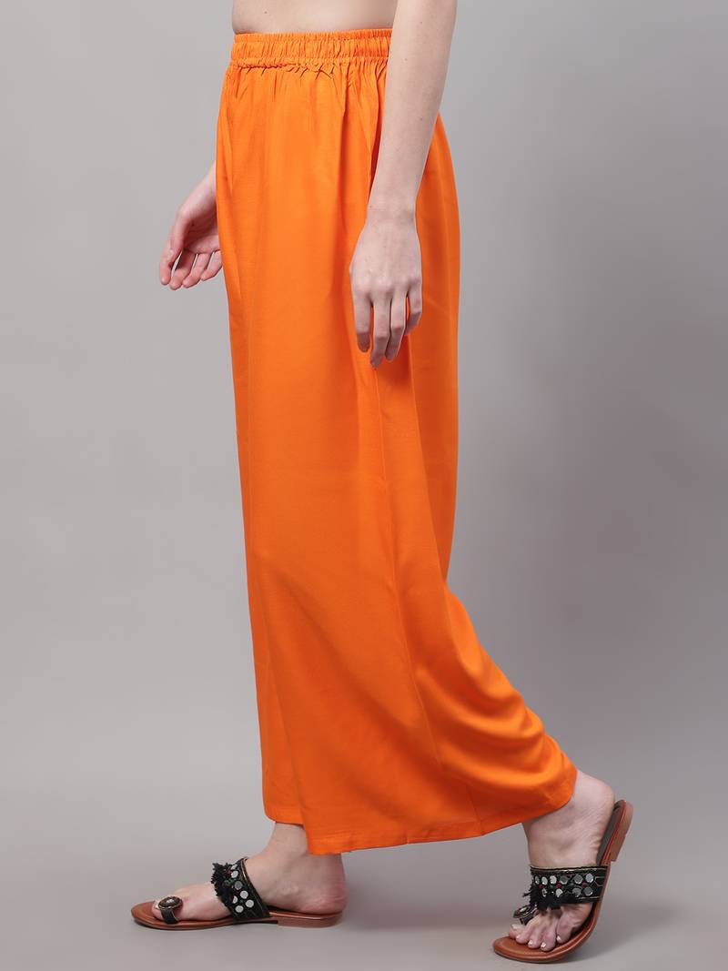 Orange Rayon flared Plus Palazzo