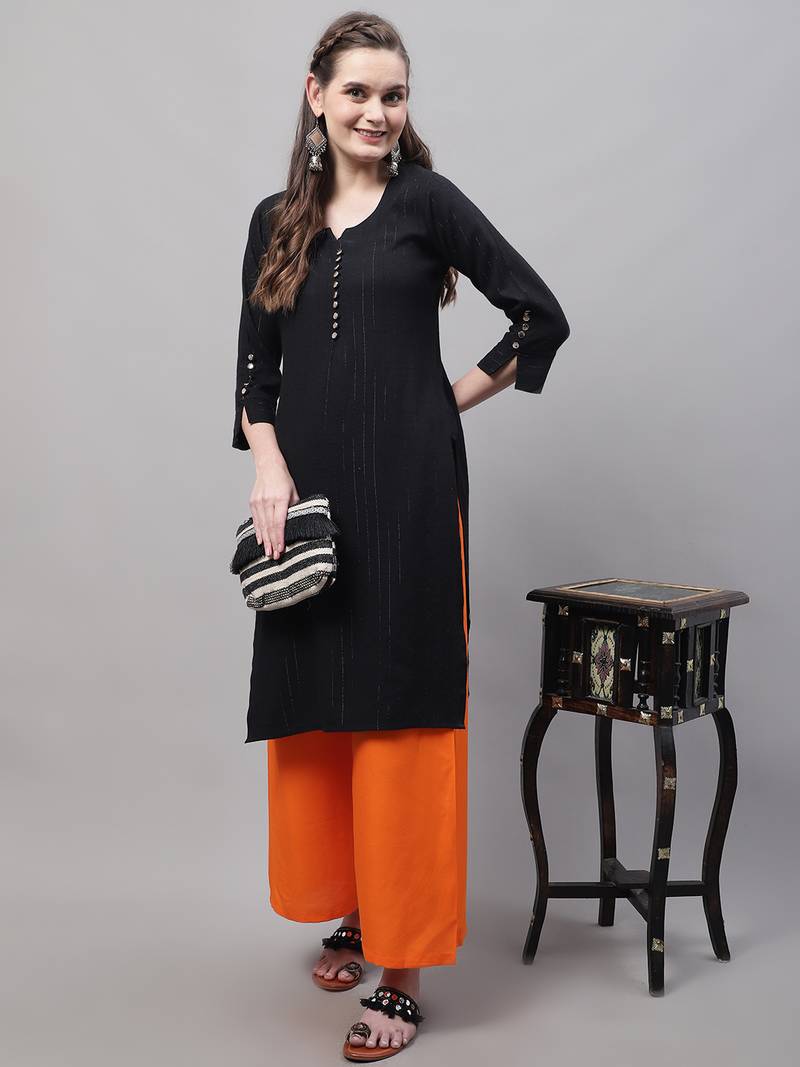 Orange Rayon flared Plus Palazzo