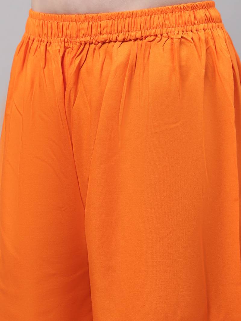 Orange Rayon flared Plus Palazzo