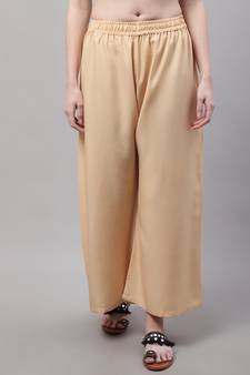 Beige Rayon flared Plus Palazzo