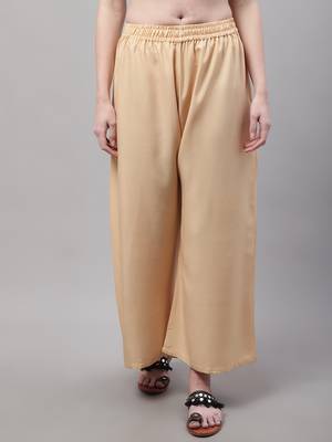 Beige Rayon flared Plus Palazzo 1