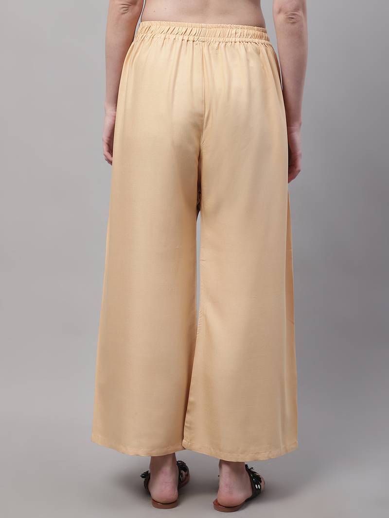 Beige Rayon flared Plus Palazzo