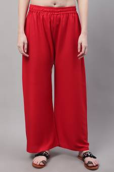 Red Rayon flared Plus Palazzo