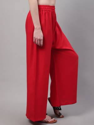 Red Rayon flared Plus Palazzo 4