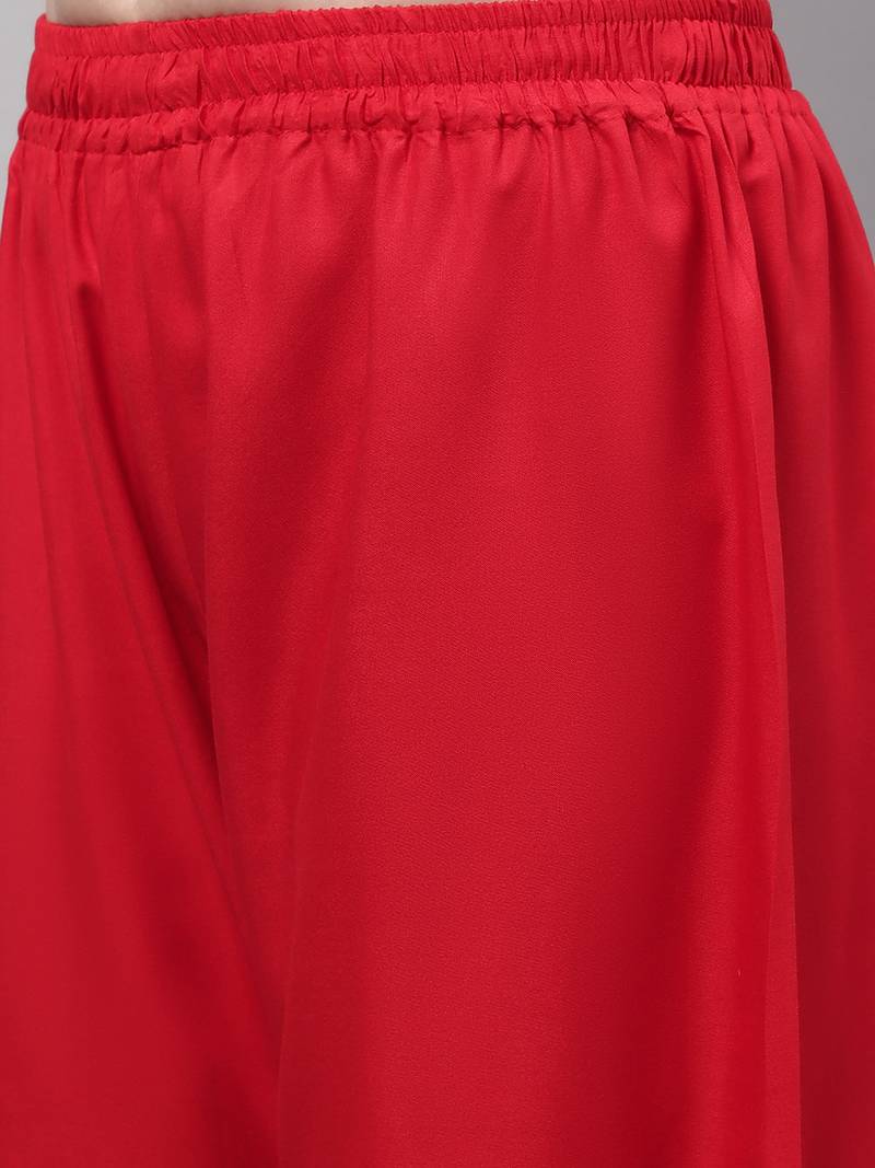 Red Rayon flared Plus Palazzo