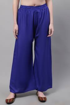 Royal Blue Rayon flared Plus Palazzo