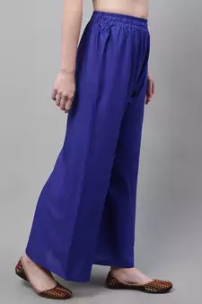 Royal Blue Rayon flared Plus Palazzo