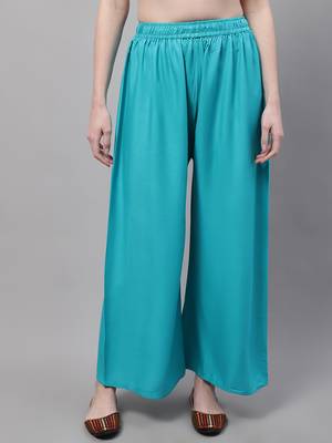 Turquoise blue Rayon flared Plus Palazzo 1