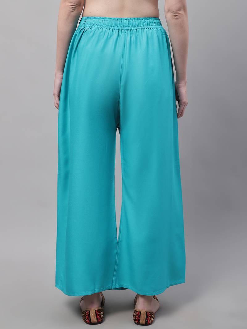 Turquoise blue Rayon flared Plus Palazzo