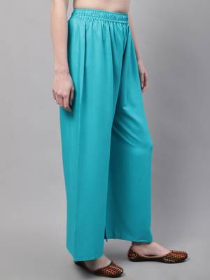 Turquoise blue Rayon flared Plus Palazzo 4