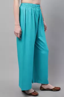 Turquoise blue Rayon flared Plus Palazzo