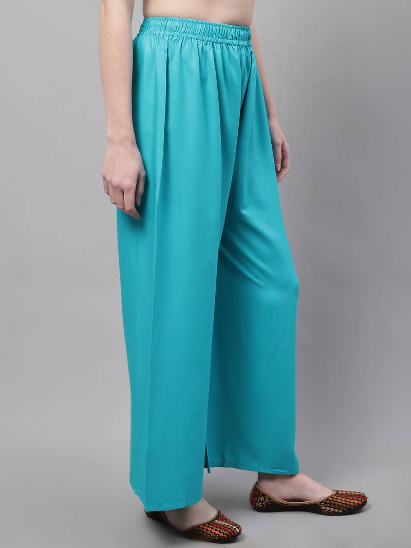 Turquoise blue Rayon flared Plus Palazzo