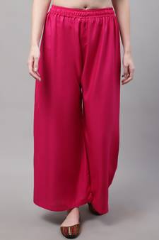 Pink Rayon flared Plus Palazzo
