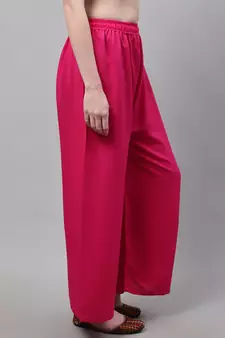 Pink Rayon flared Plus Palazzo