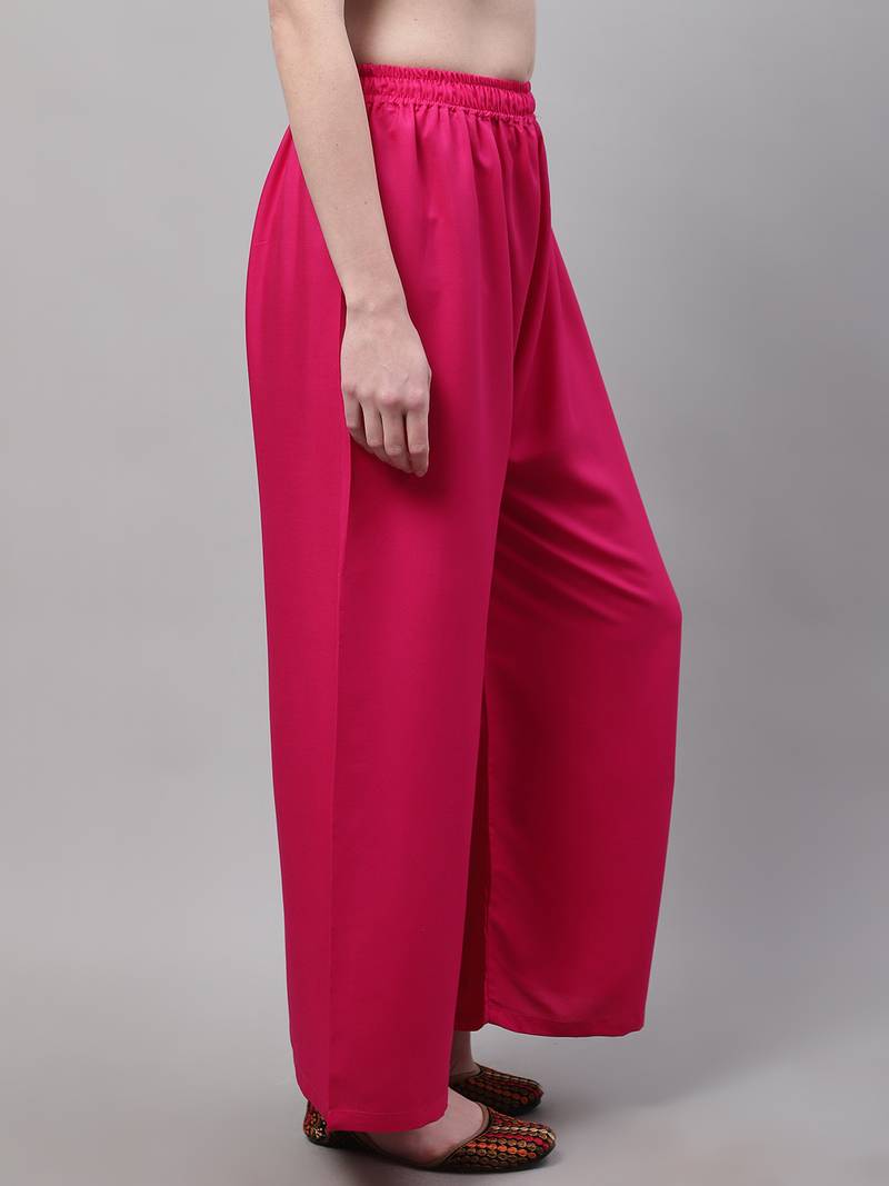 Pink Rayon flared Plus Palazzo