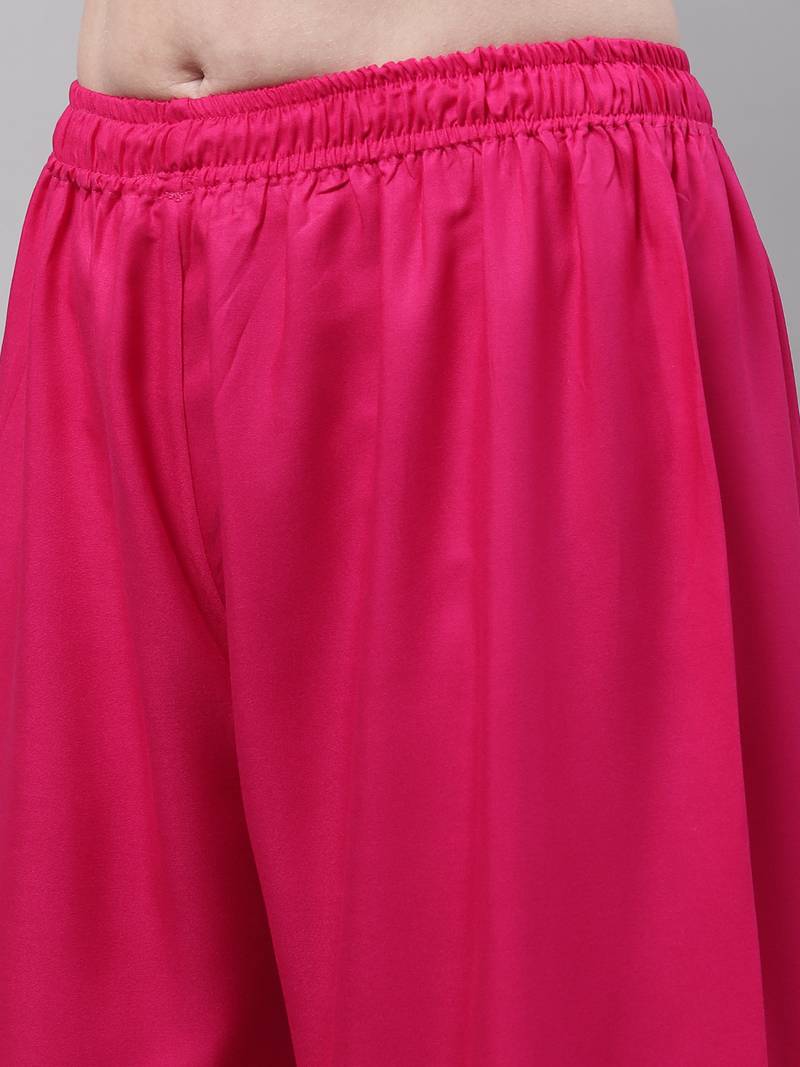Pink Rayon flared Plus Palazzo