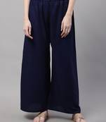 Navy Blue Rayon flared Plus Palazzo