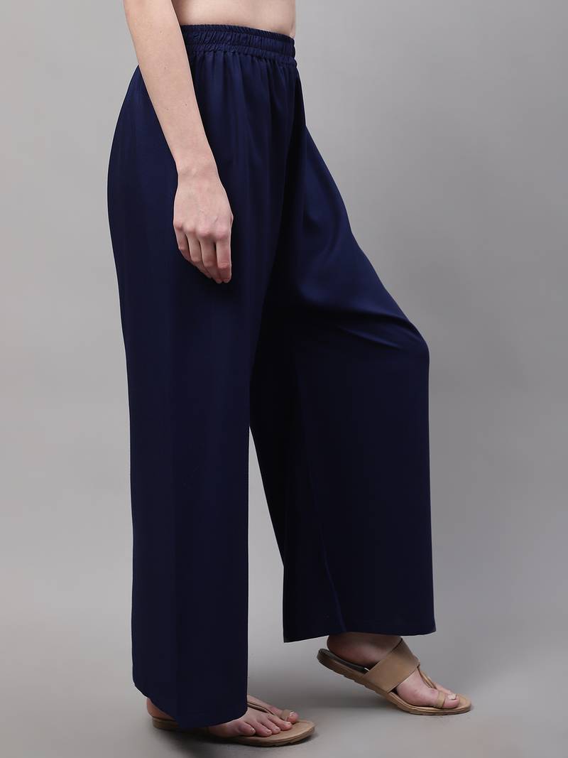 Navy Blue Rayon flared Plus Palazzo