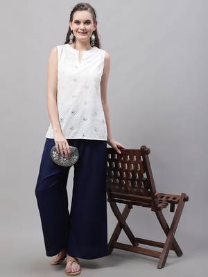 Navy Blue Rayon flared Plus Palazzo 5