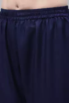 Navy Blue Rayon flared Plus Palazzo