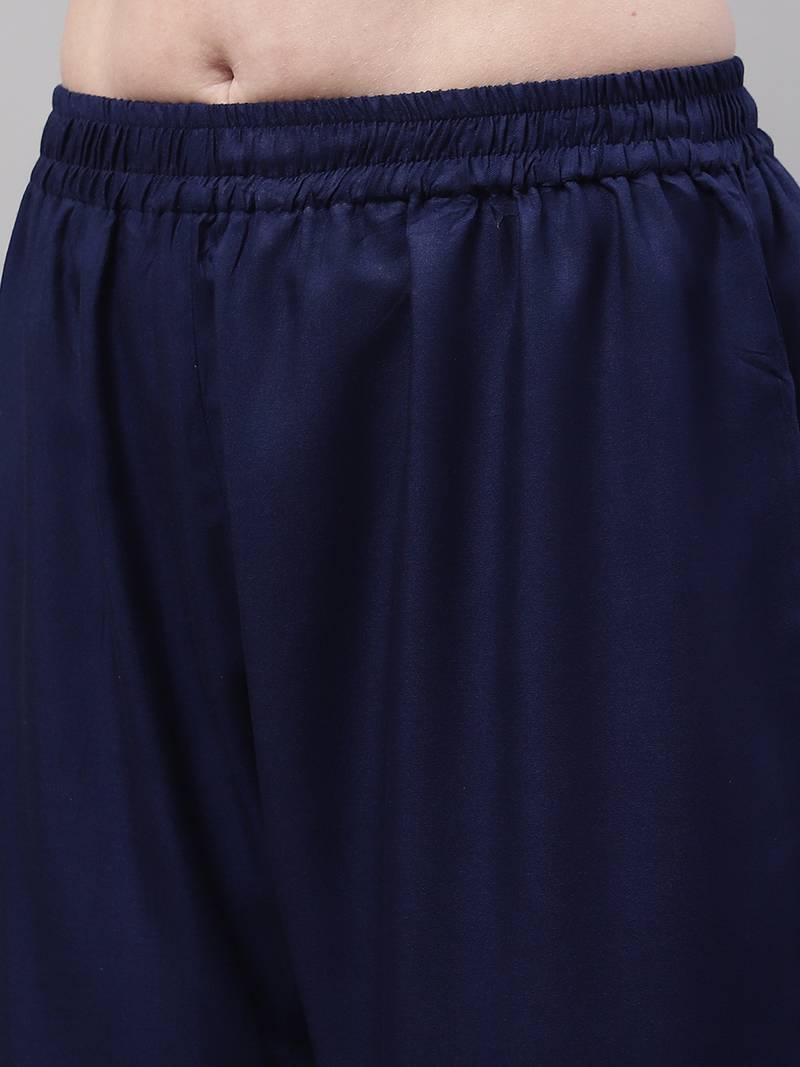 Navy Blue Rayon flared Plus Palazzo