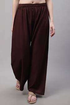 Brown Rayon flared Plus Palazzo