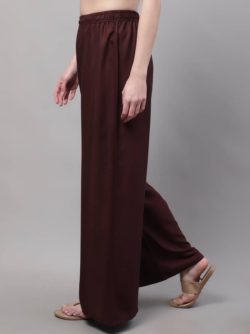 Brown Rayon flared Plus Palazzo